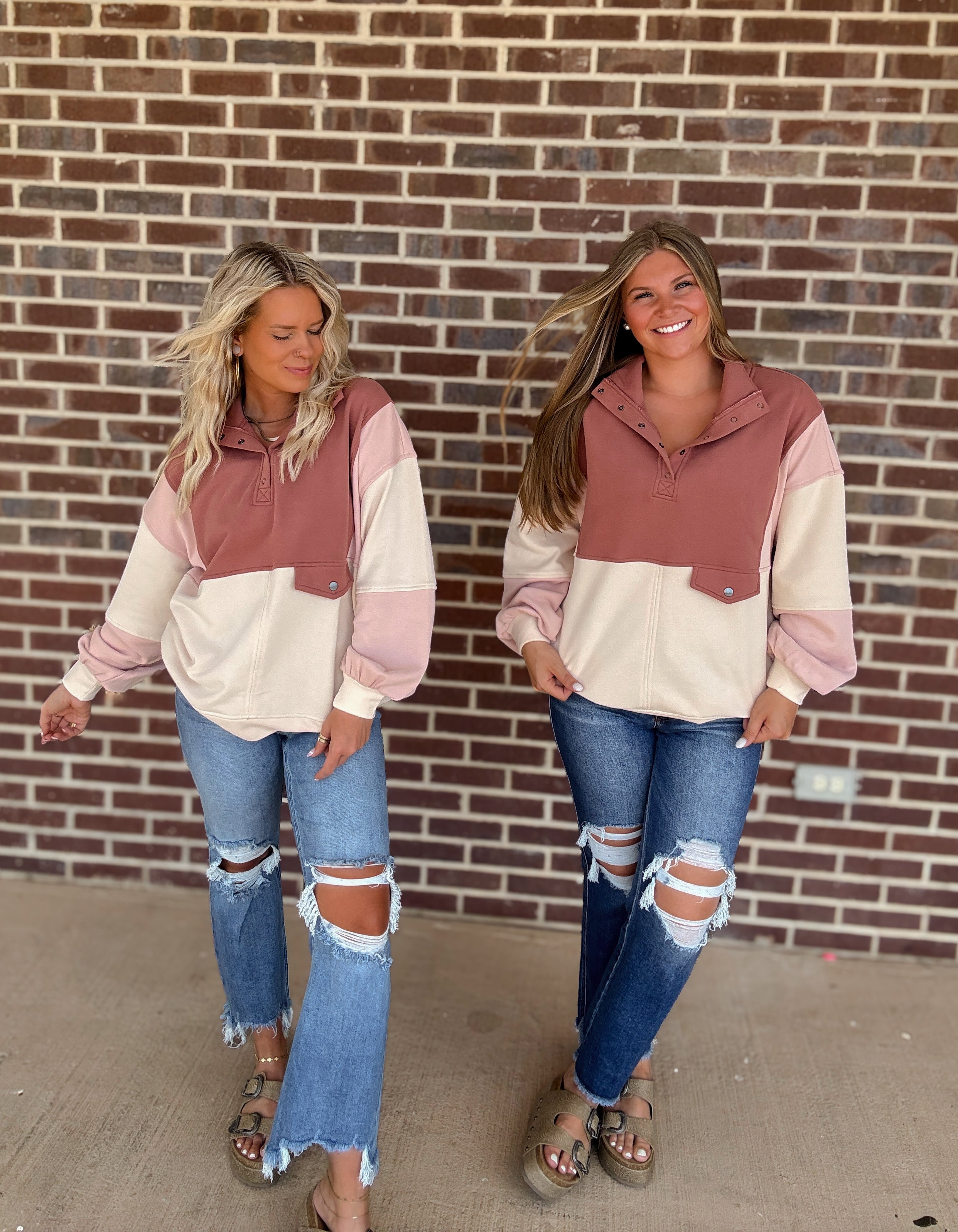 The Georgia Snap Color Block Pullover