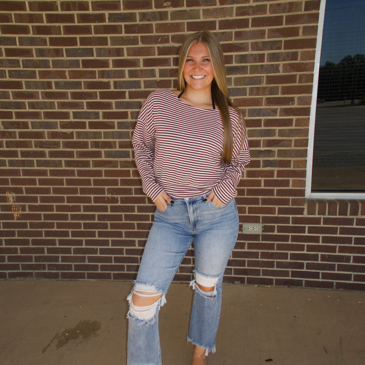 The Millie Stripe Top- Wine