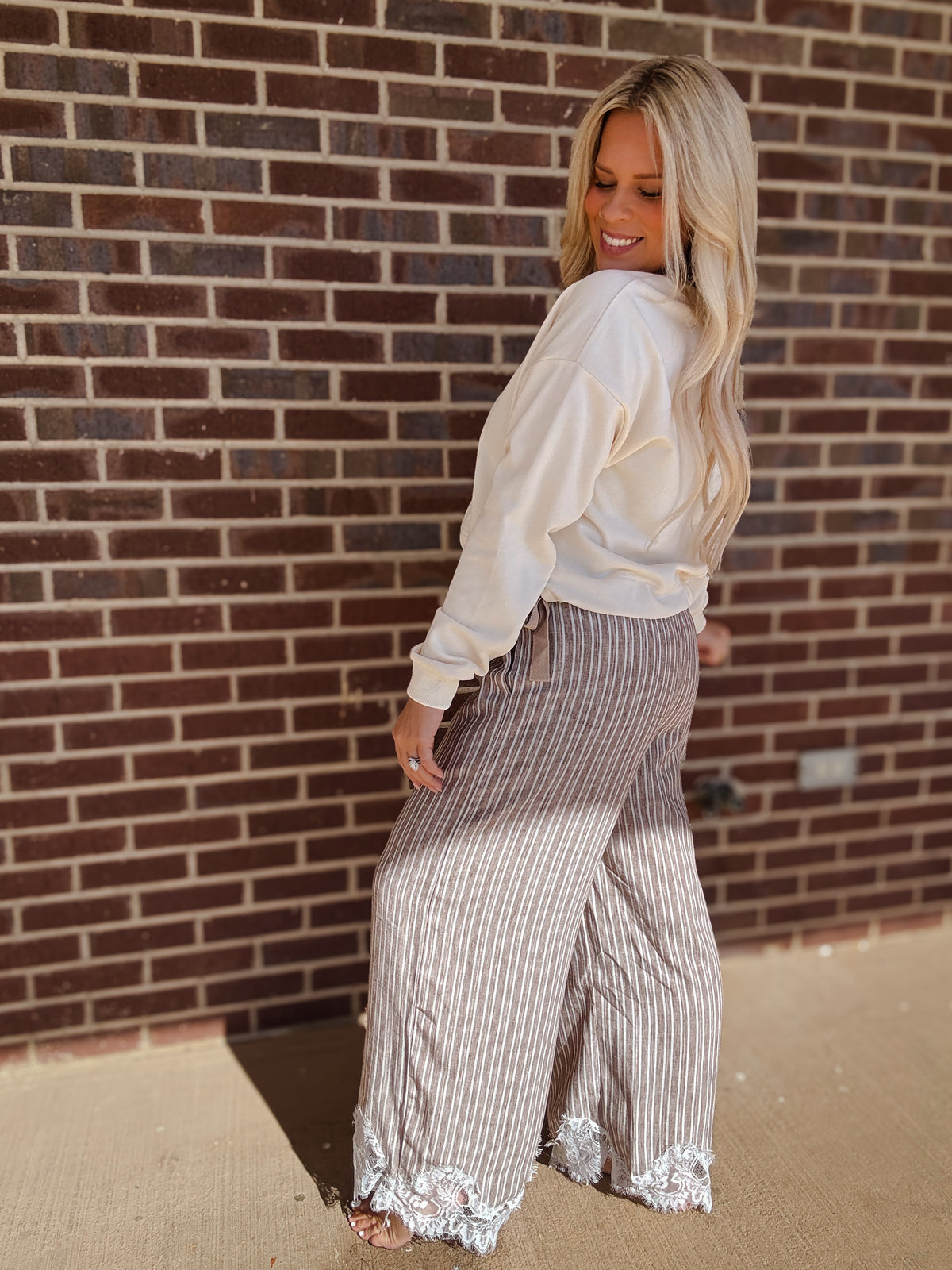 The Hayes Lace Trim Pants