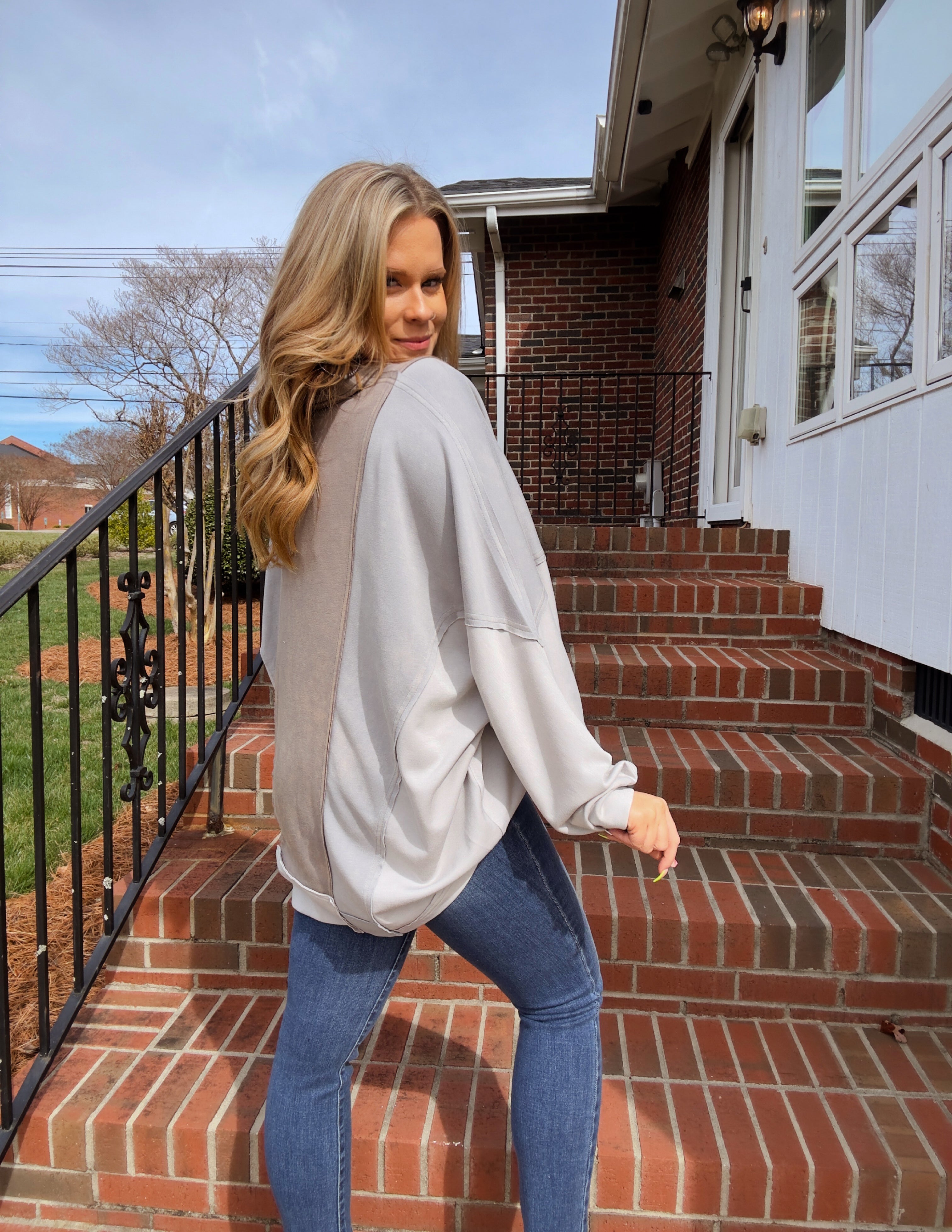 Mineral washed scuba oversized top