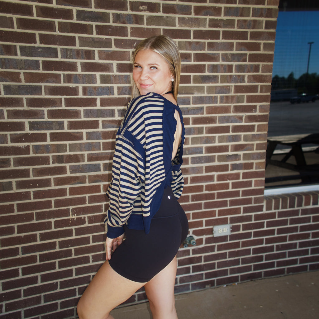 The Lottie Open Back Top- Navy