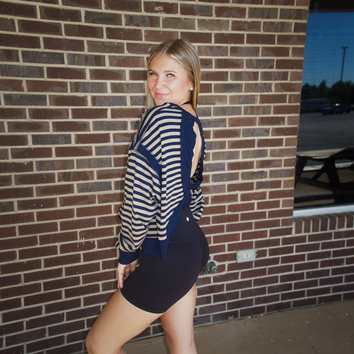 The Lottie Open Back Top- Navy