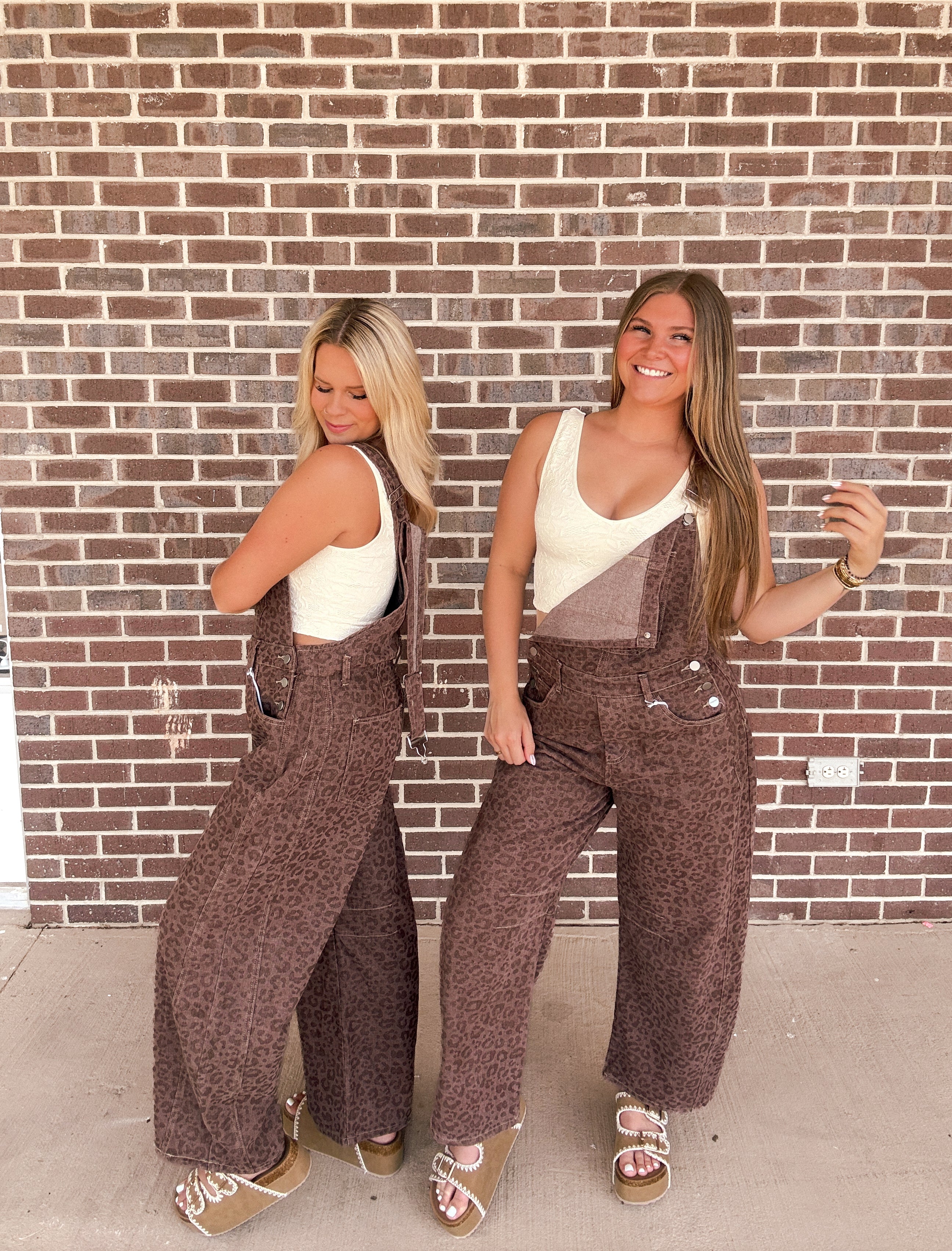 The Liv Leopard Barrel Overalls