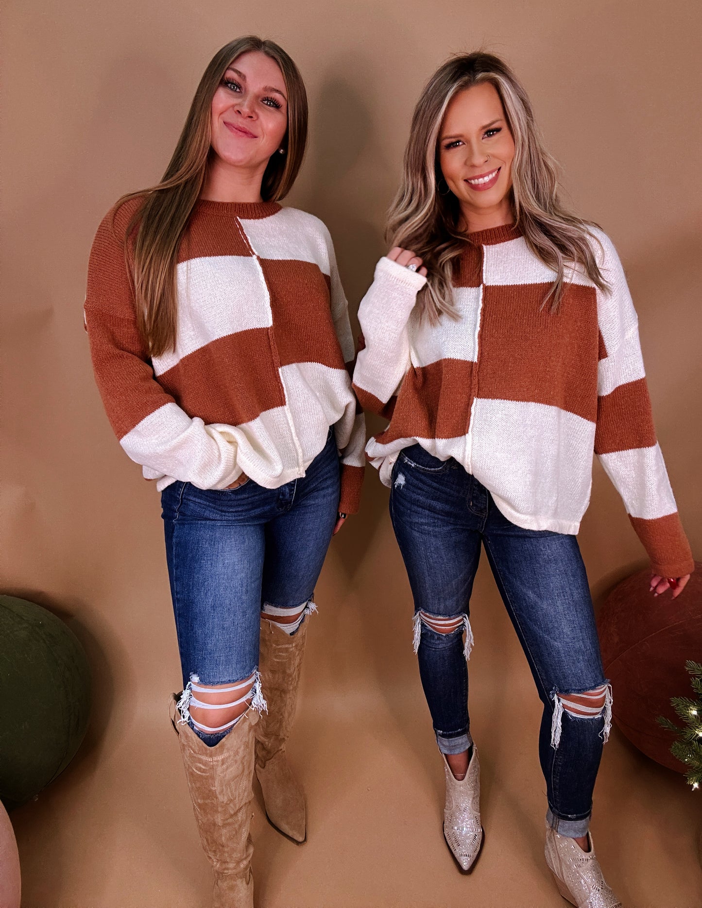 The Stockyards color block sweater