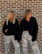 The Goldie Studded 1/2 Zip Pullover