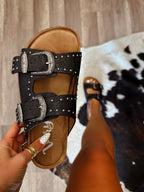 Lainey Studded Sandals- Black