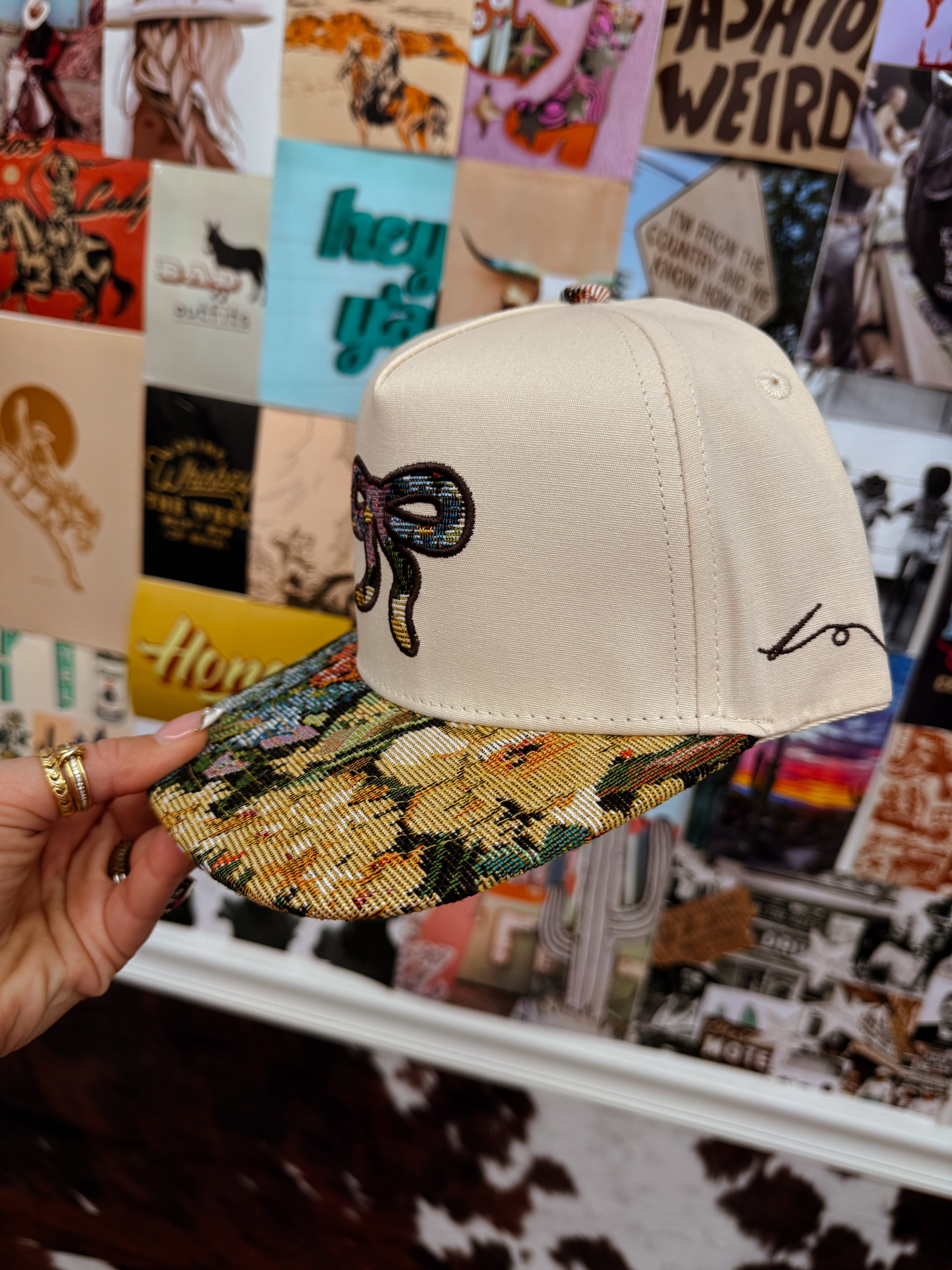 Canvas Floral Bow Trucker Hat