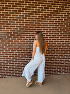 Maci Striped Jumpsuit- Light Blue