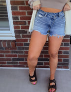 The Hayden Criss cross denim shorts
