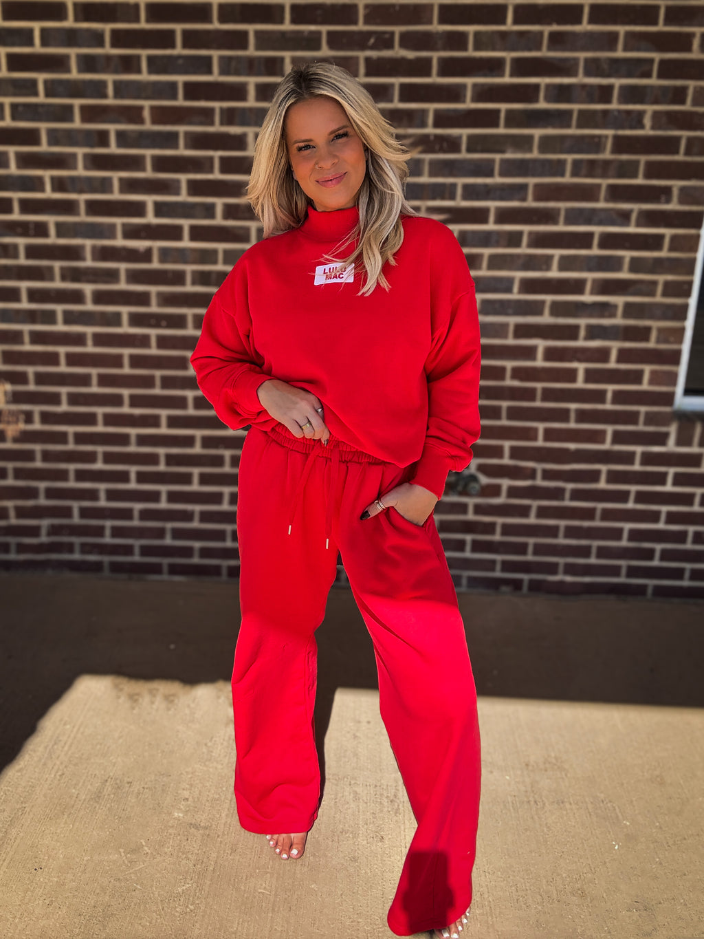 The Girlie Wide Leg Pants- Red