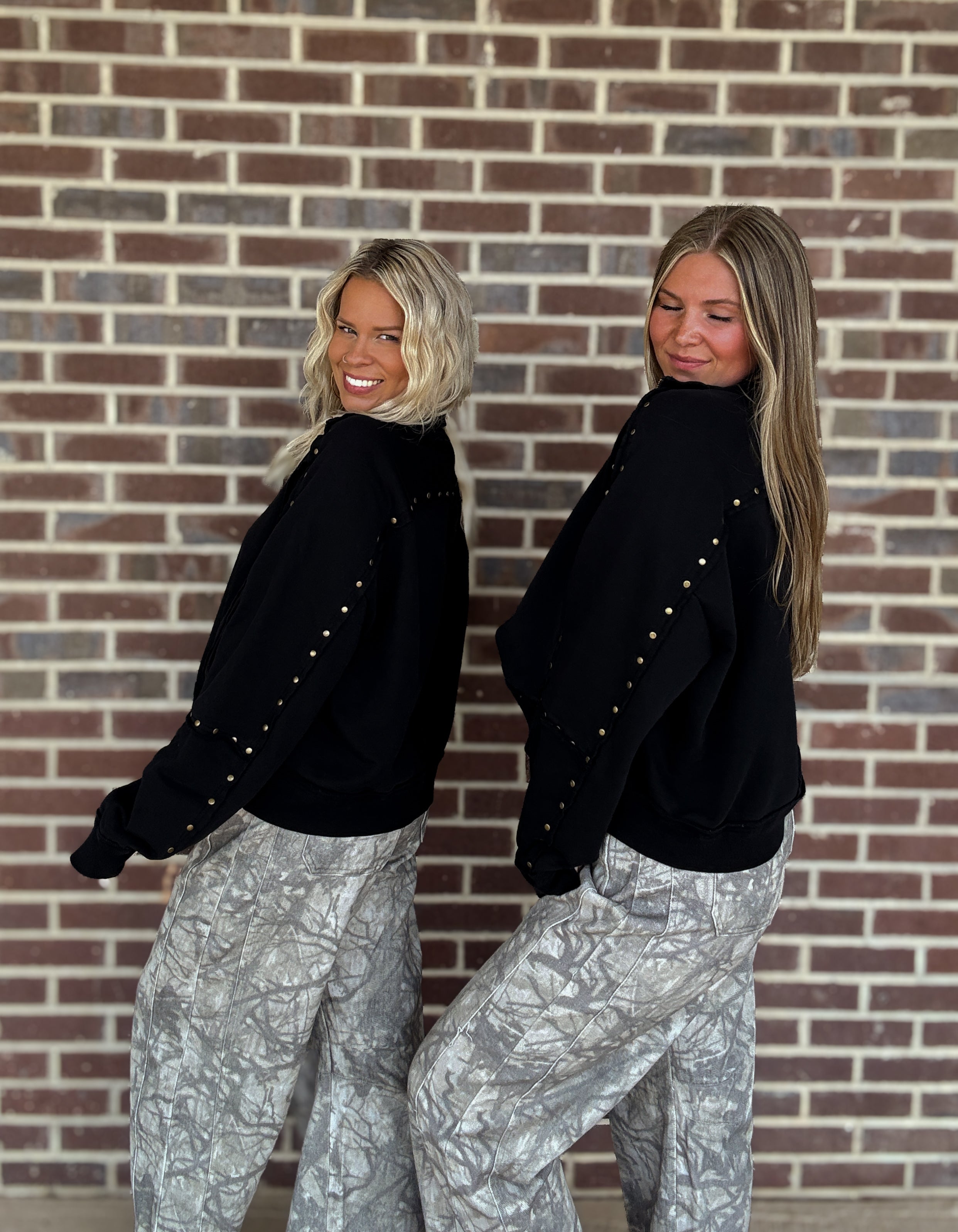 The Goldie Studded 1/2 Zip Pullover