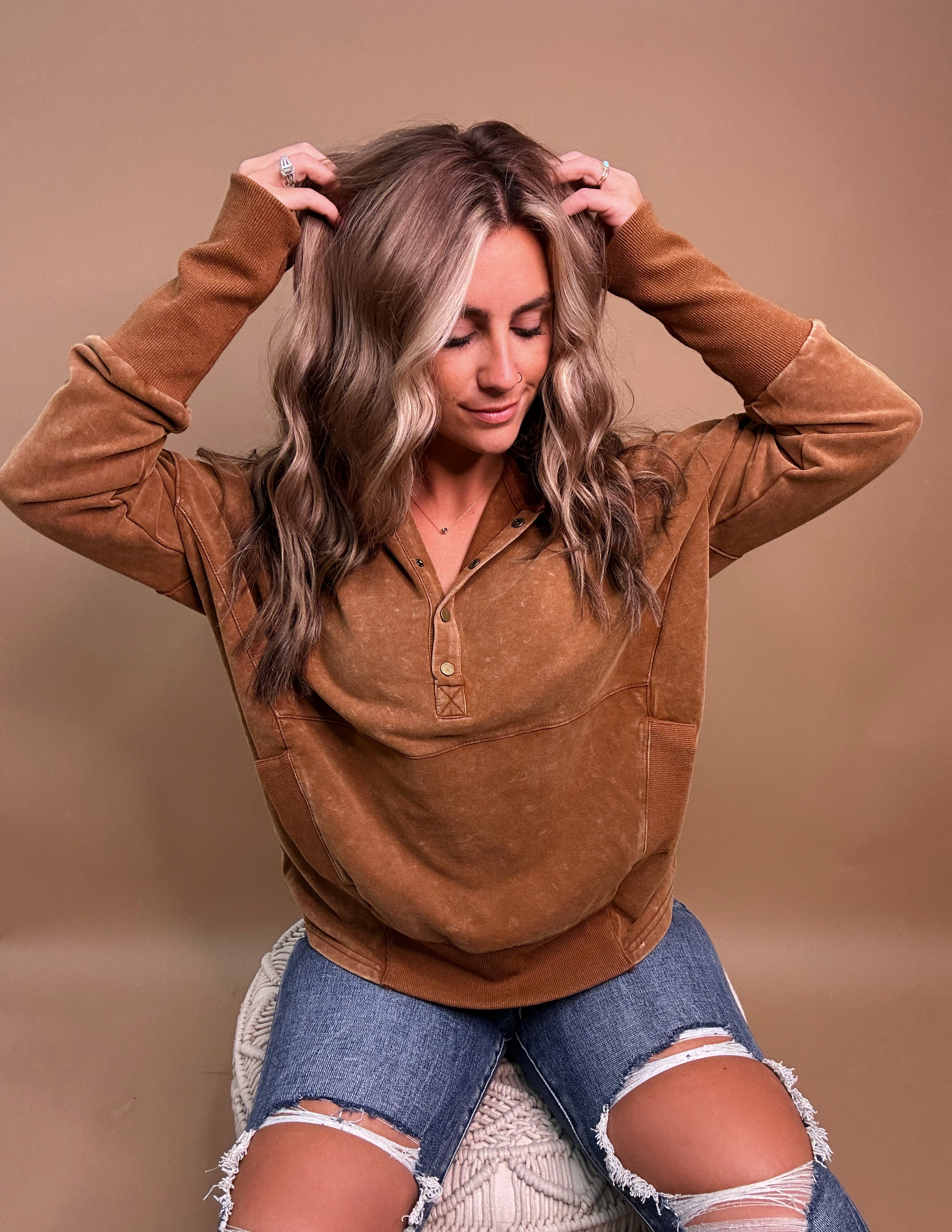 Chill Weekend Pullover- Vintage Mocha