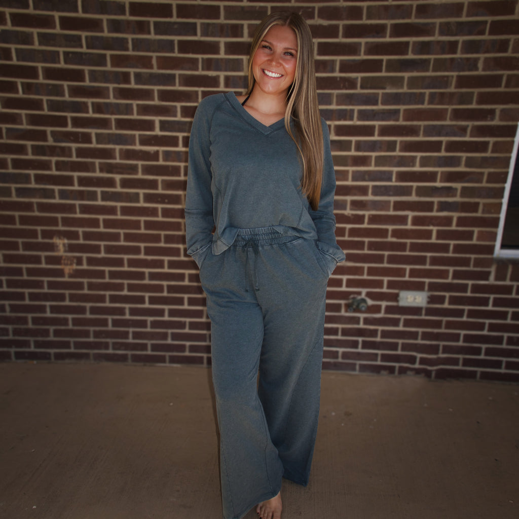The Ivy Wide Leg Pants- Teal