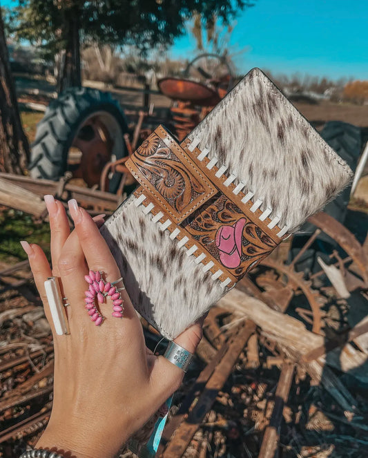 The Howdy Cowhide Leather Tooled Wallet