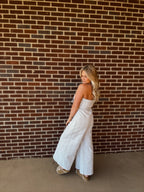 Maci Striped Jumpsuit- Taupe