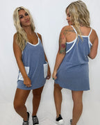 Ready to go striped romper- denim