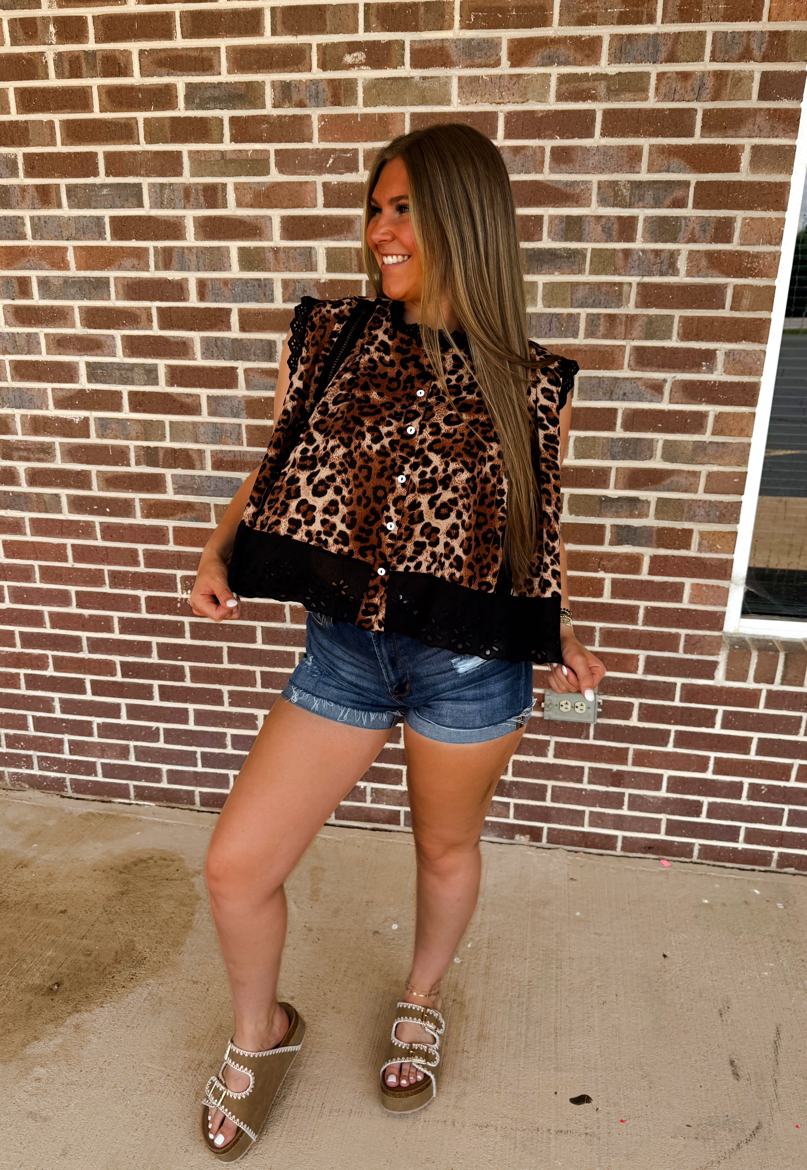The Leopard Pleated Top