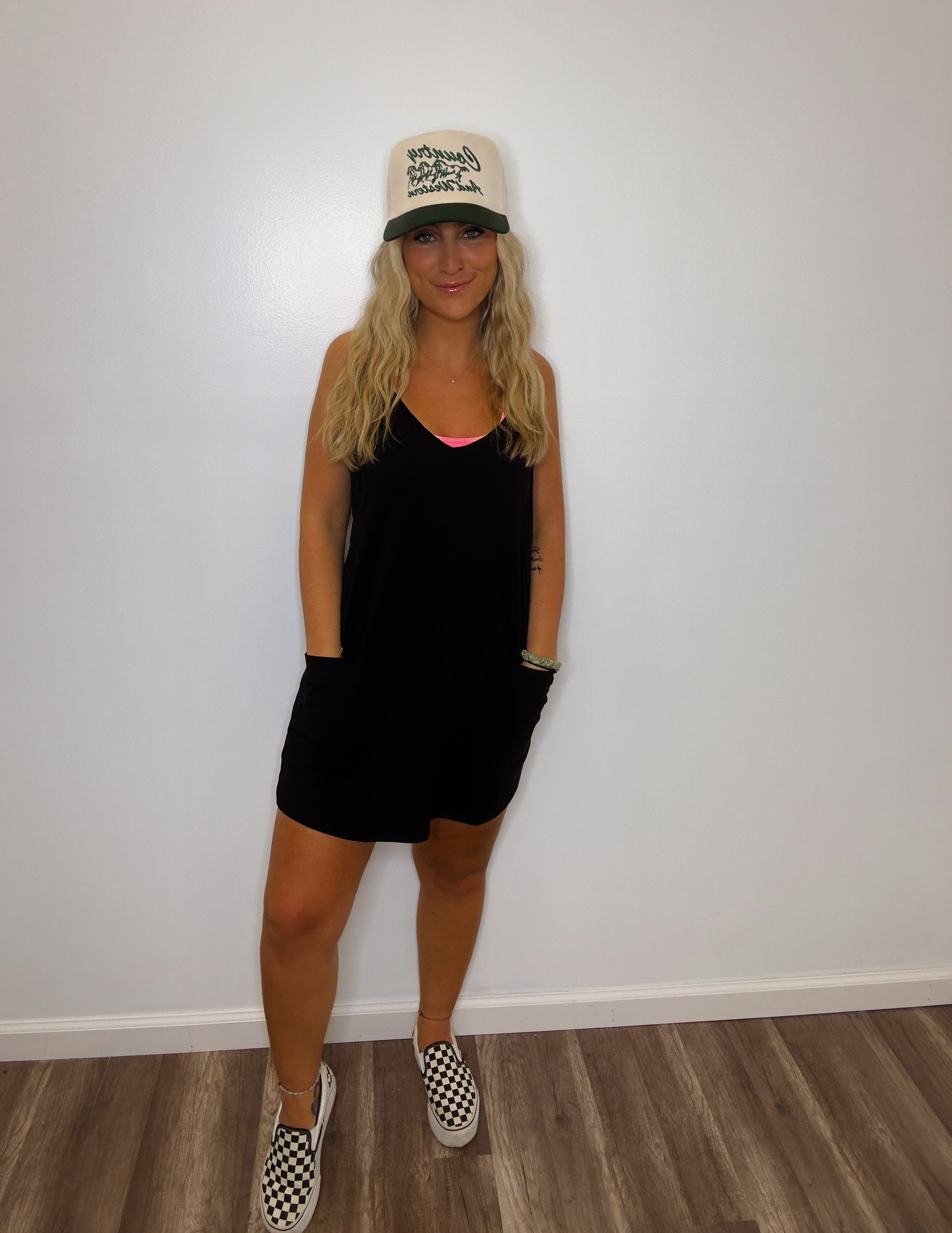 Sweet as can be romper dress- Black