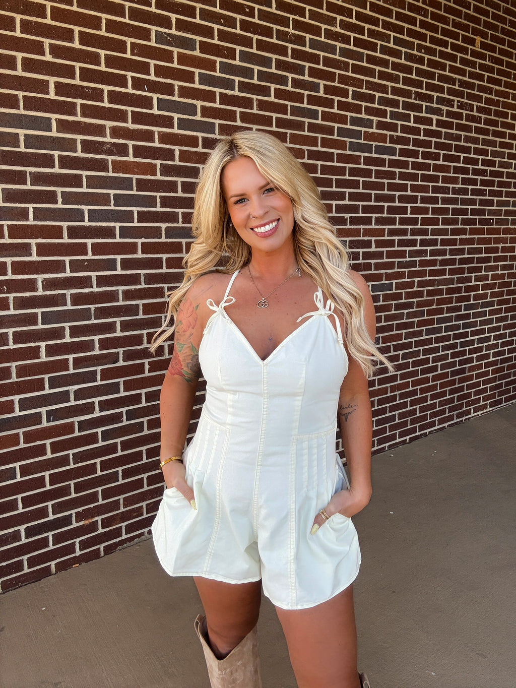 Warmer Days Romper- Ivory