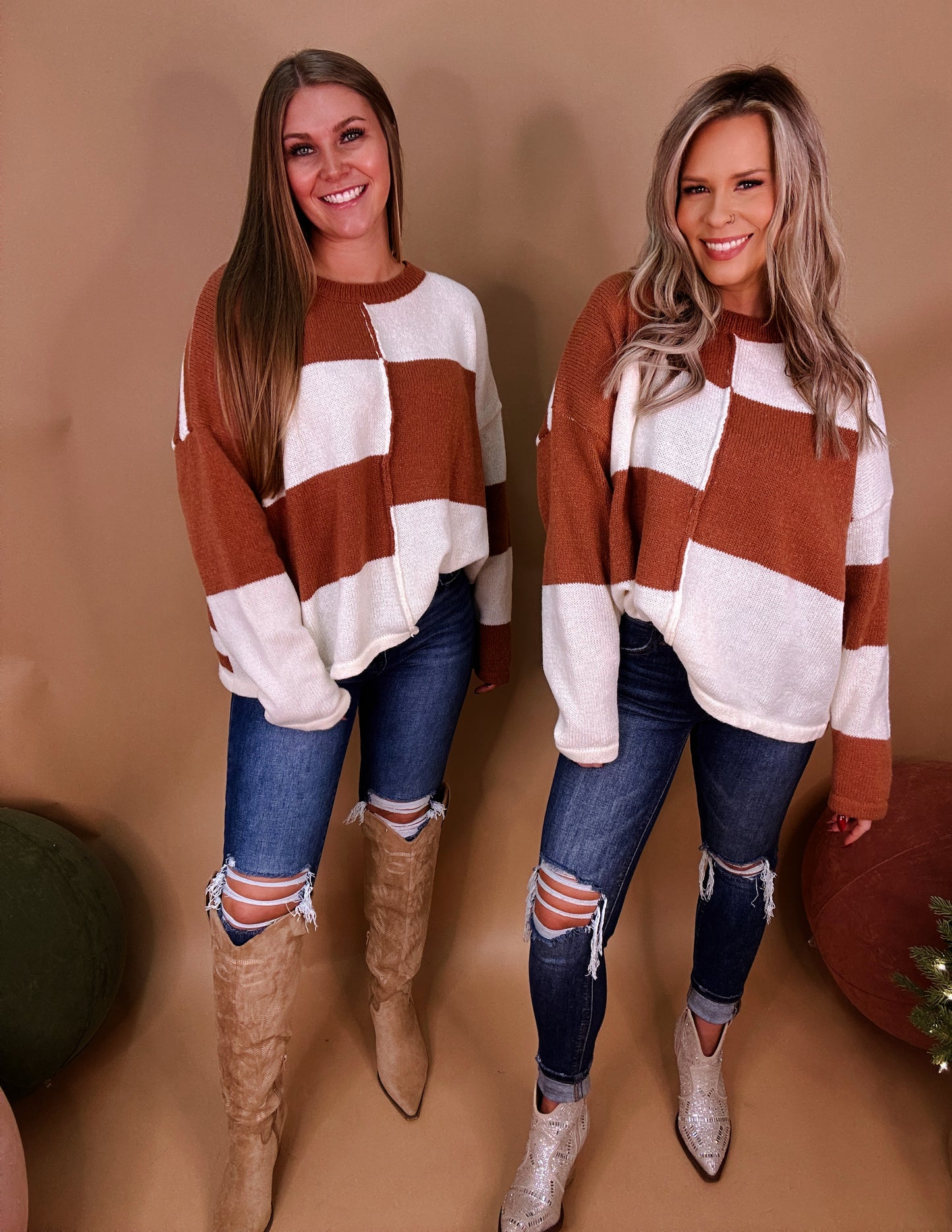 The Stockyards color block sweater