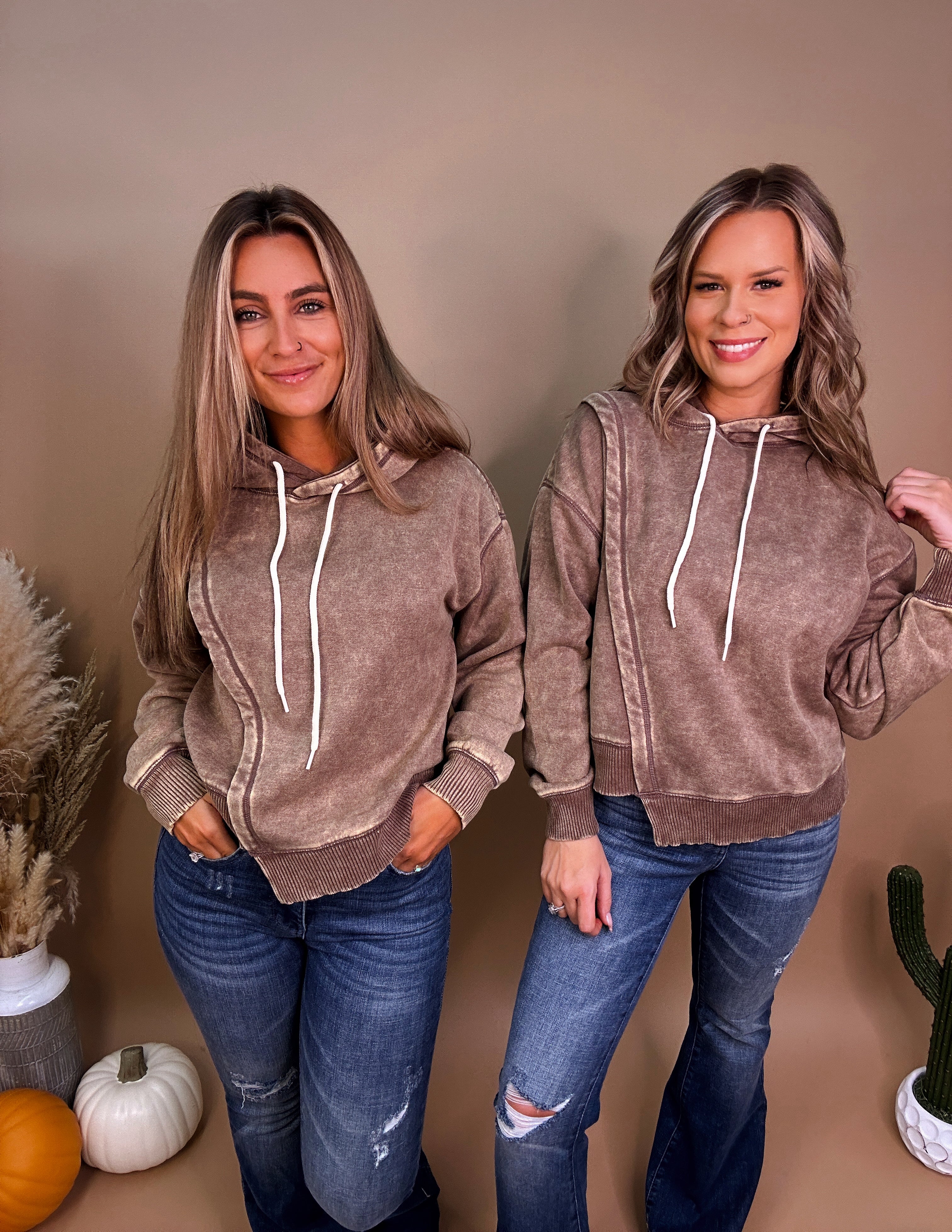 Pressley Aysmmetrical Hoodie- Mocha