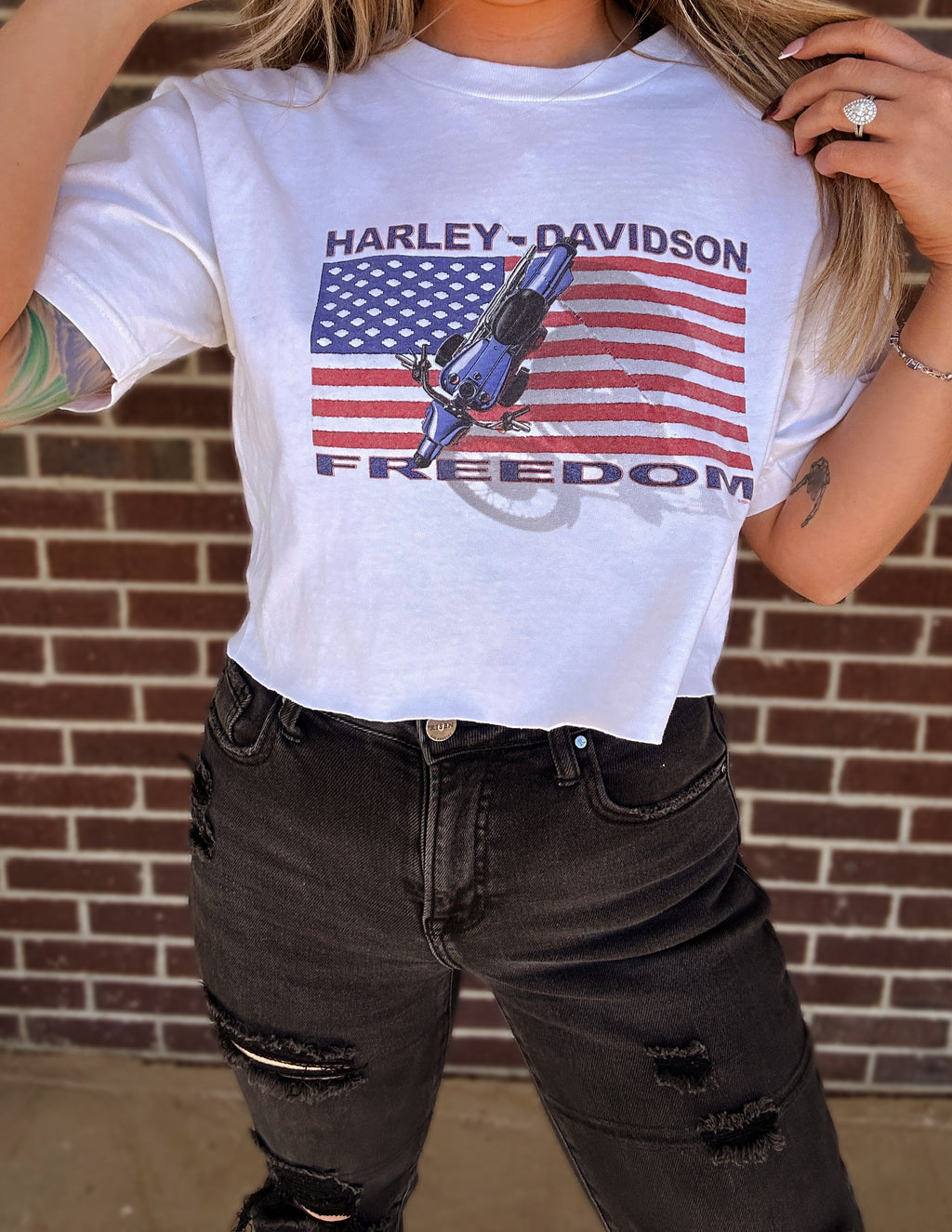 Upcycled Harley Freedom Tee- Large