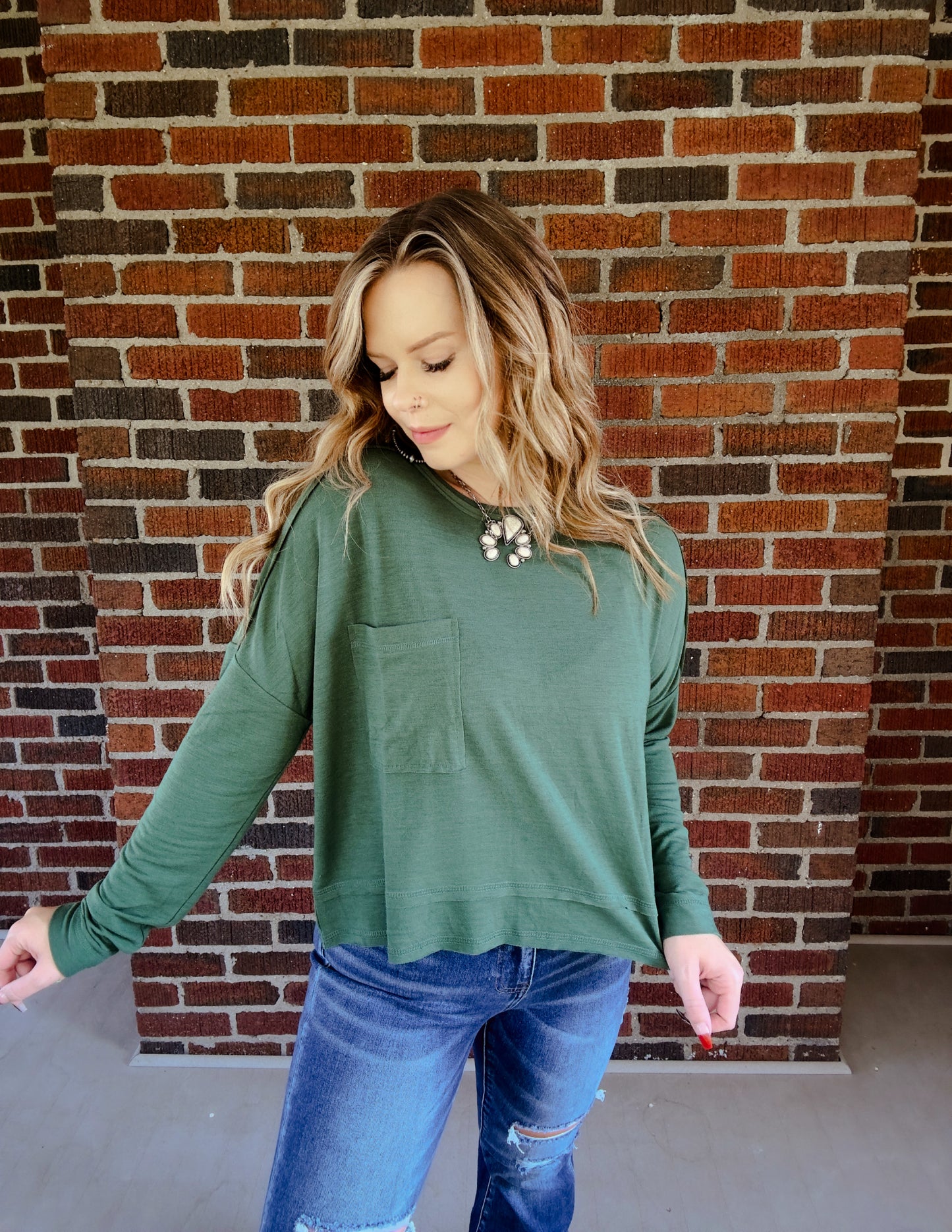 The Tara Top In Hunter green