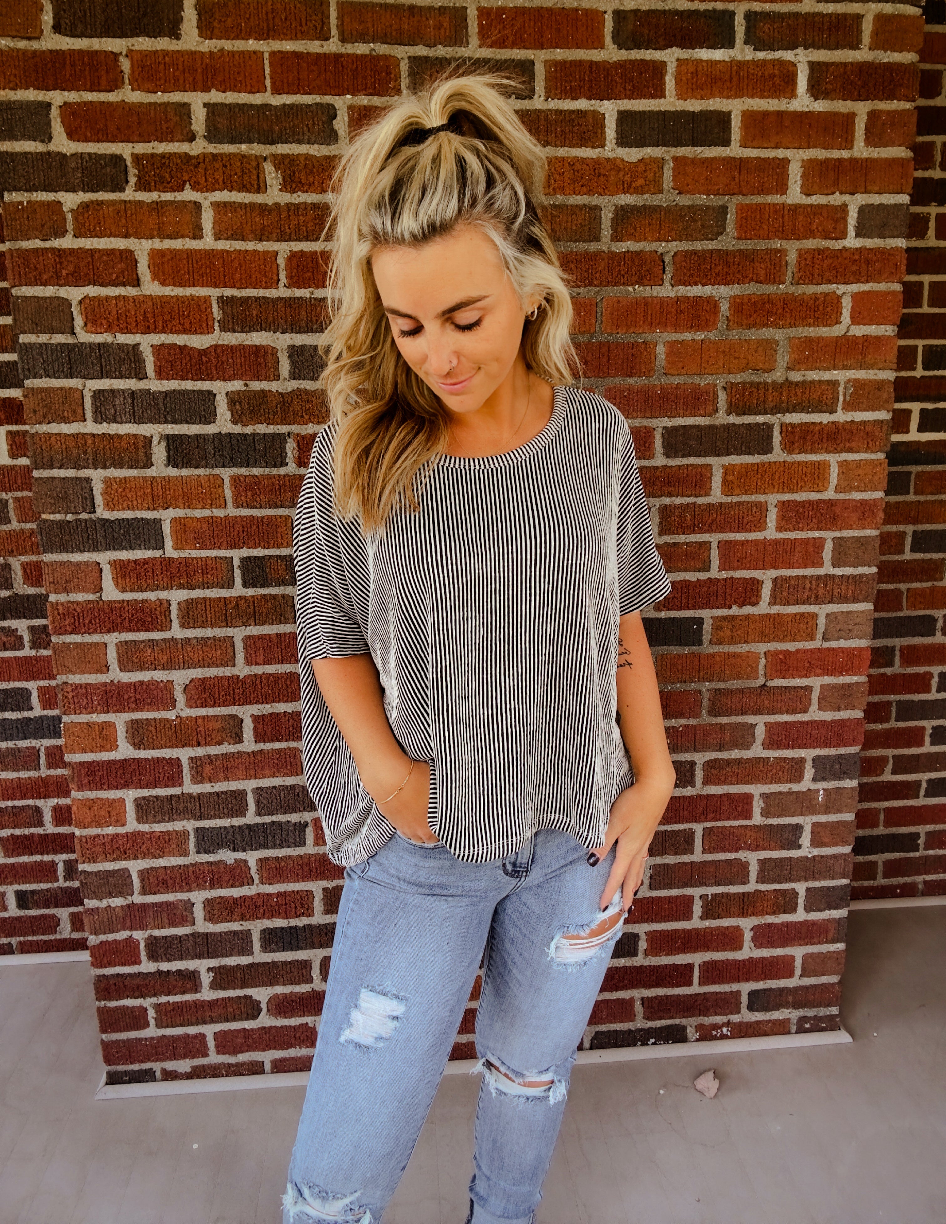 Hailey ribbed oversized top