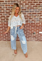 Ditsy Floral Top- Blue