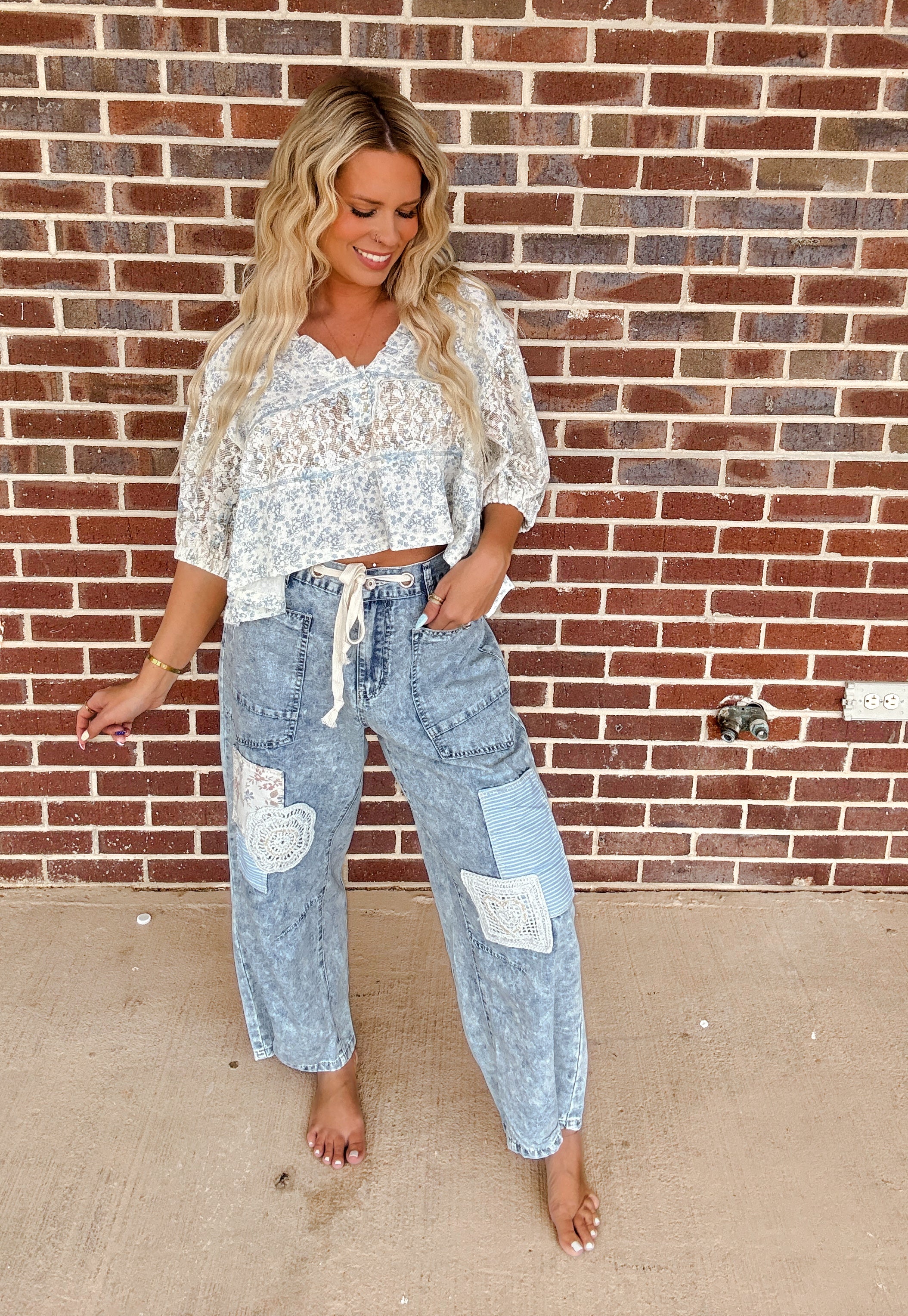 Ditsy Floral Top- Blue