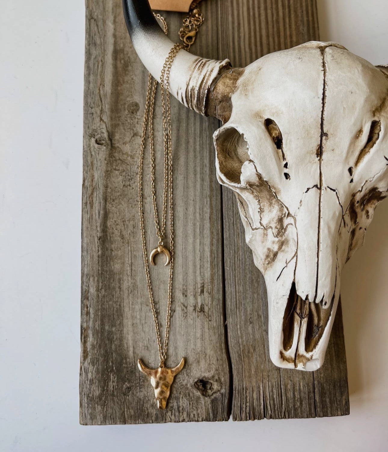 Hammered Layered Steer Necklace Matte Gold