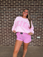 Clover Gingham Shorts- Pink