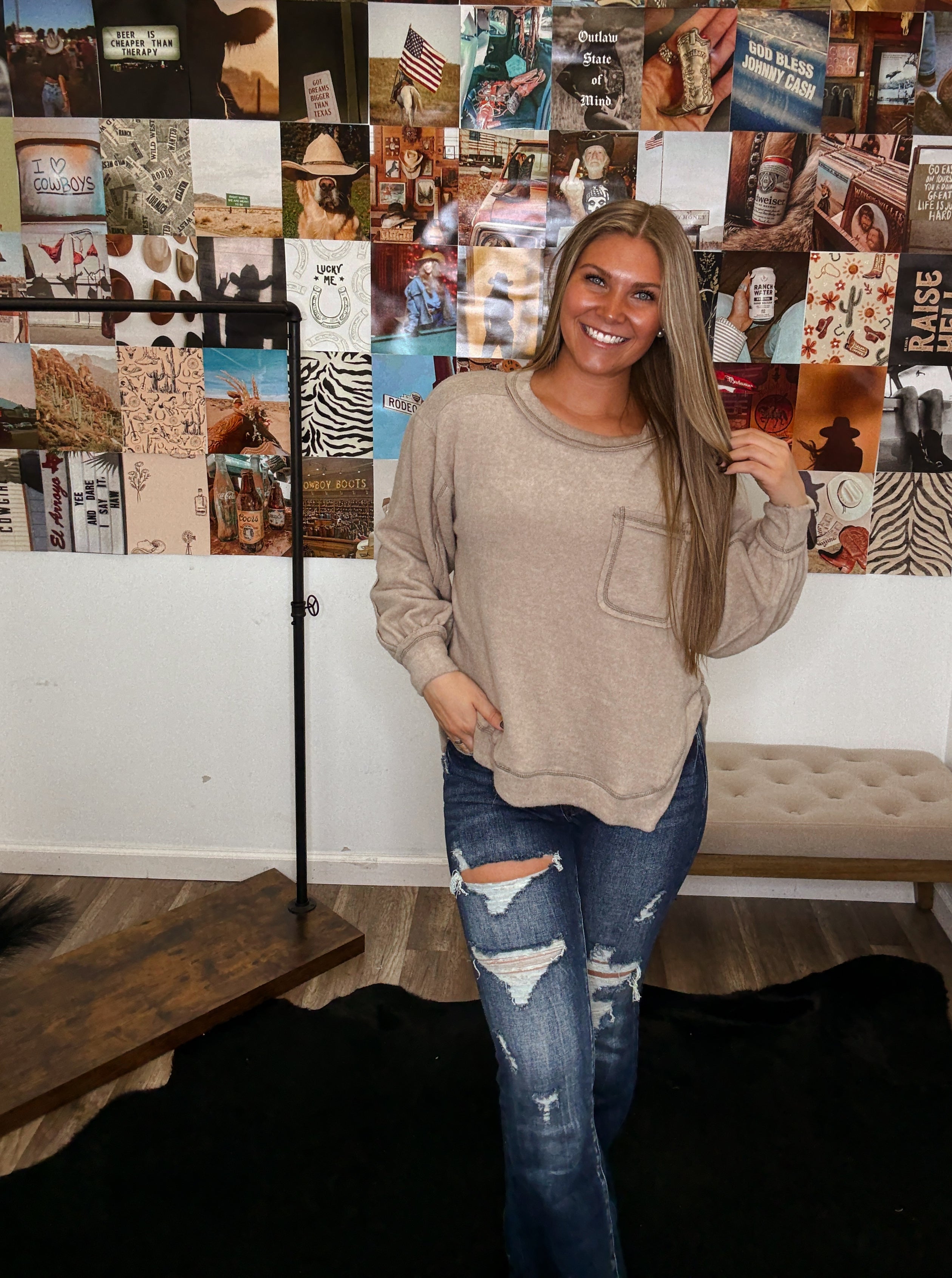 The Vintage Girl Top- Ash Mocha