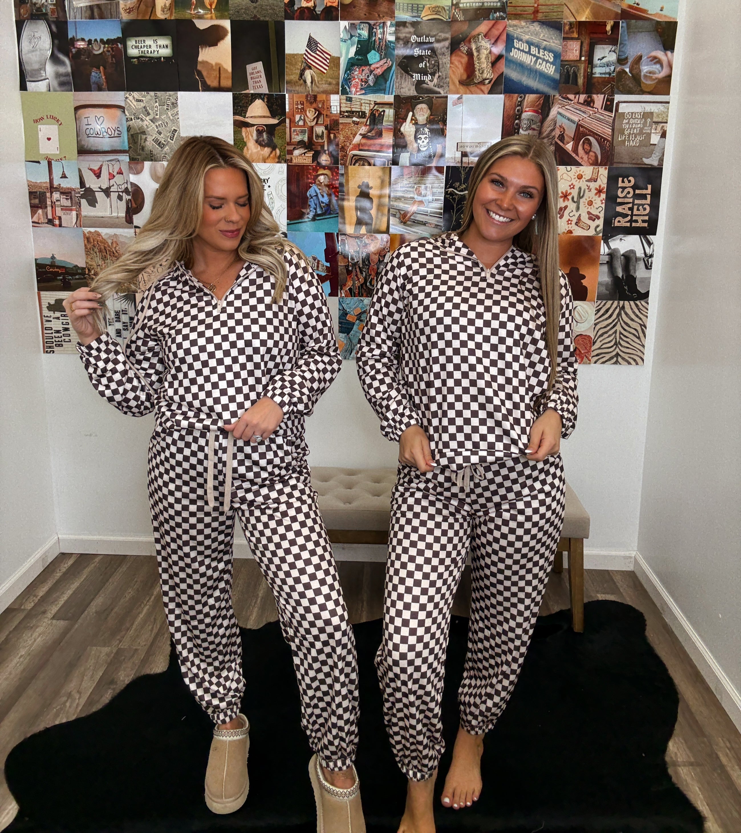 Your Best Days Checkered Jogger Set