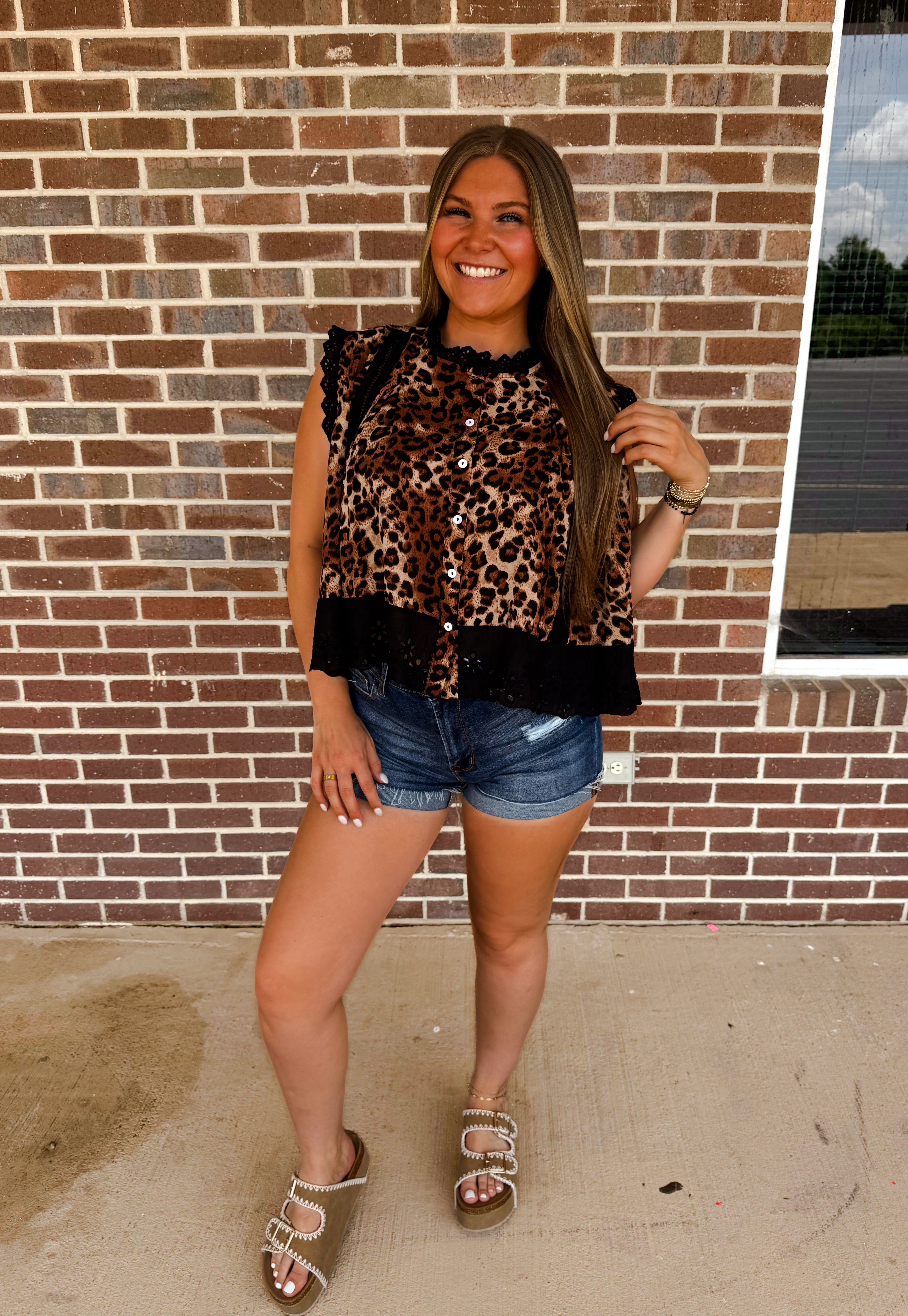 The Leopard Pleated Top