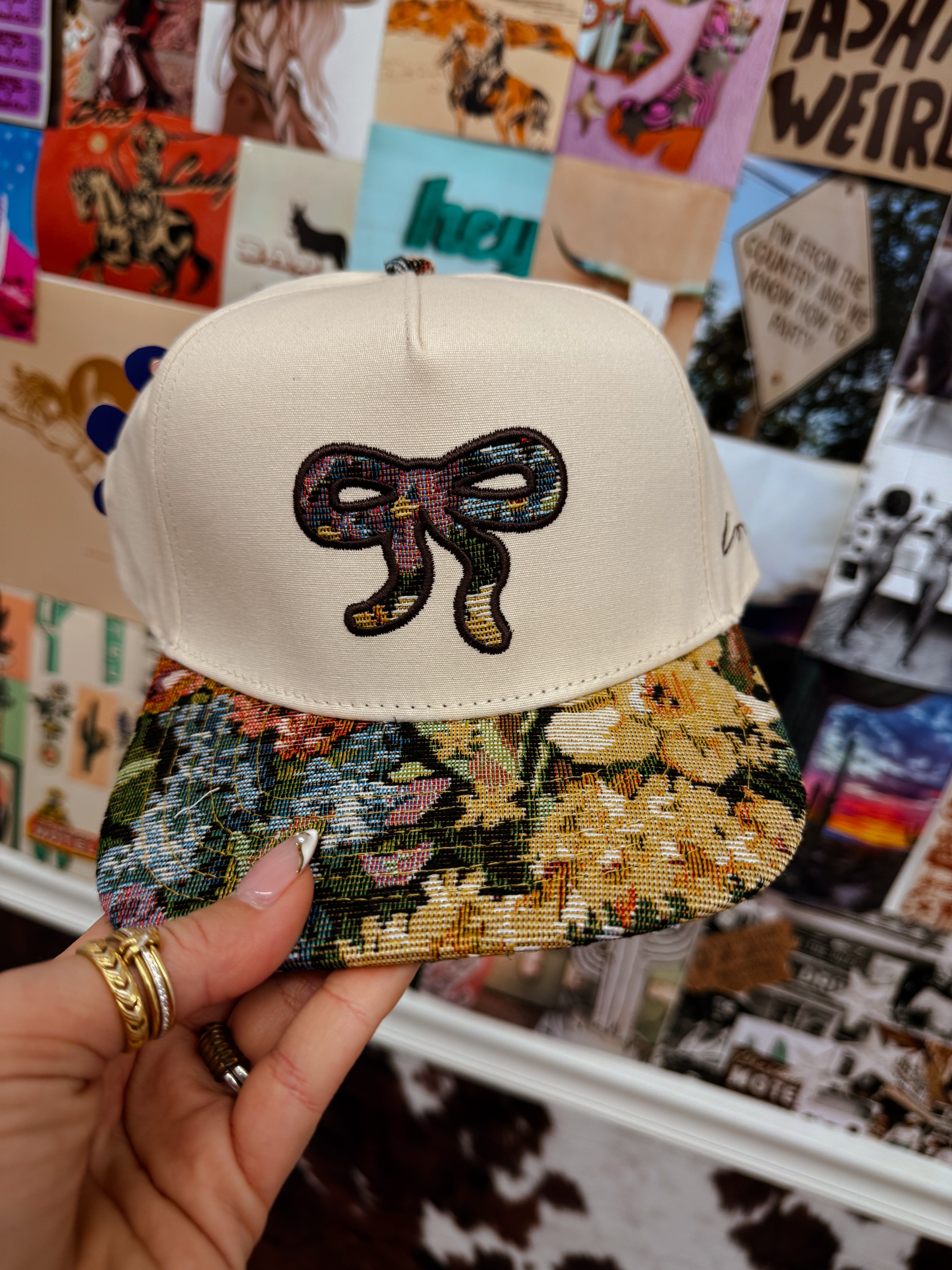 Canvas Floral Bow Trucker Hat