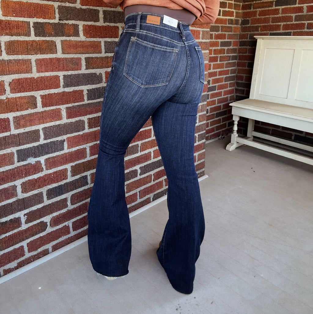 The Wild One Dark wash flares by Judy Blue