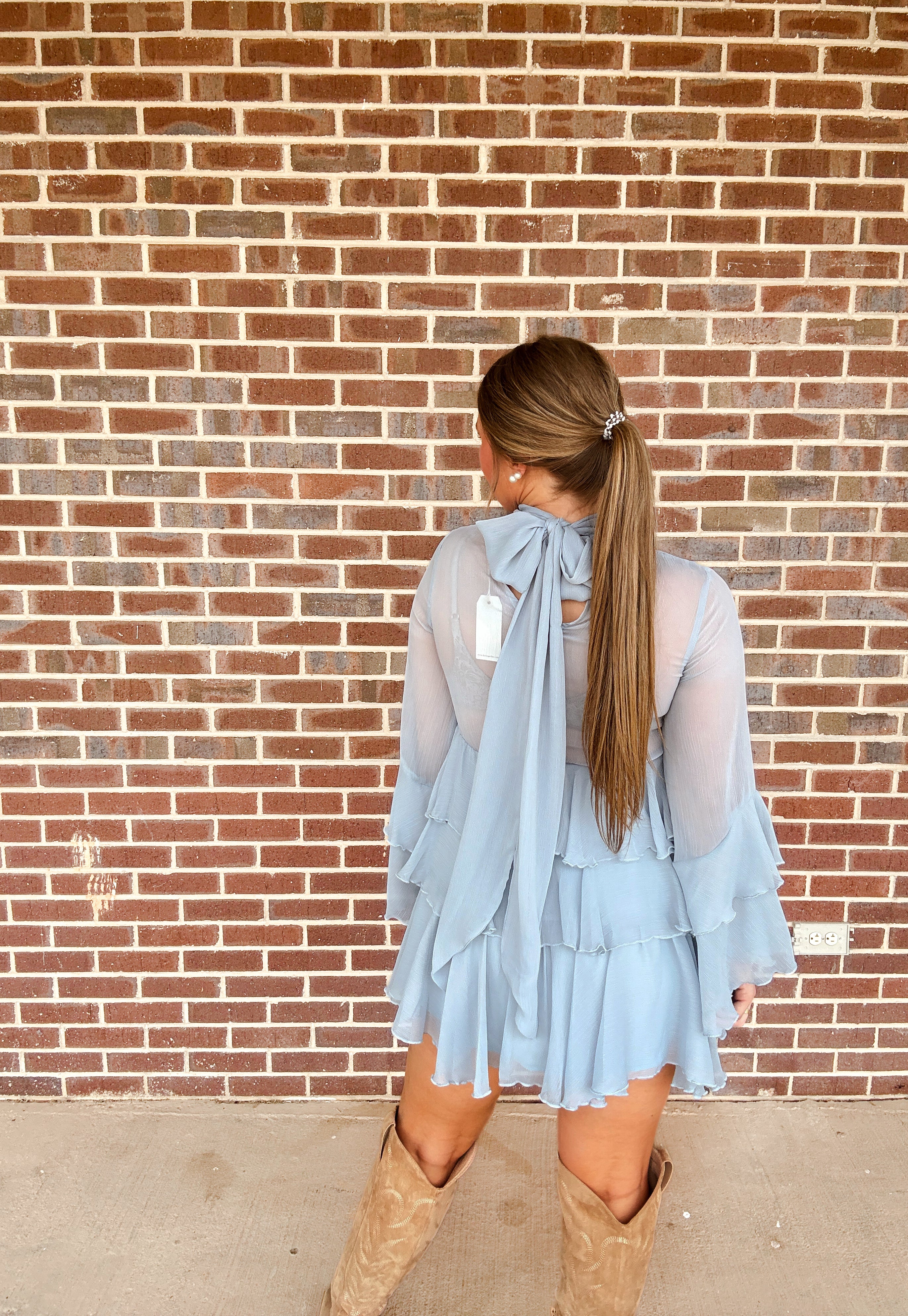 The Ruffle Dusty Blue Dress