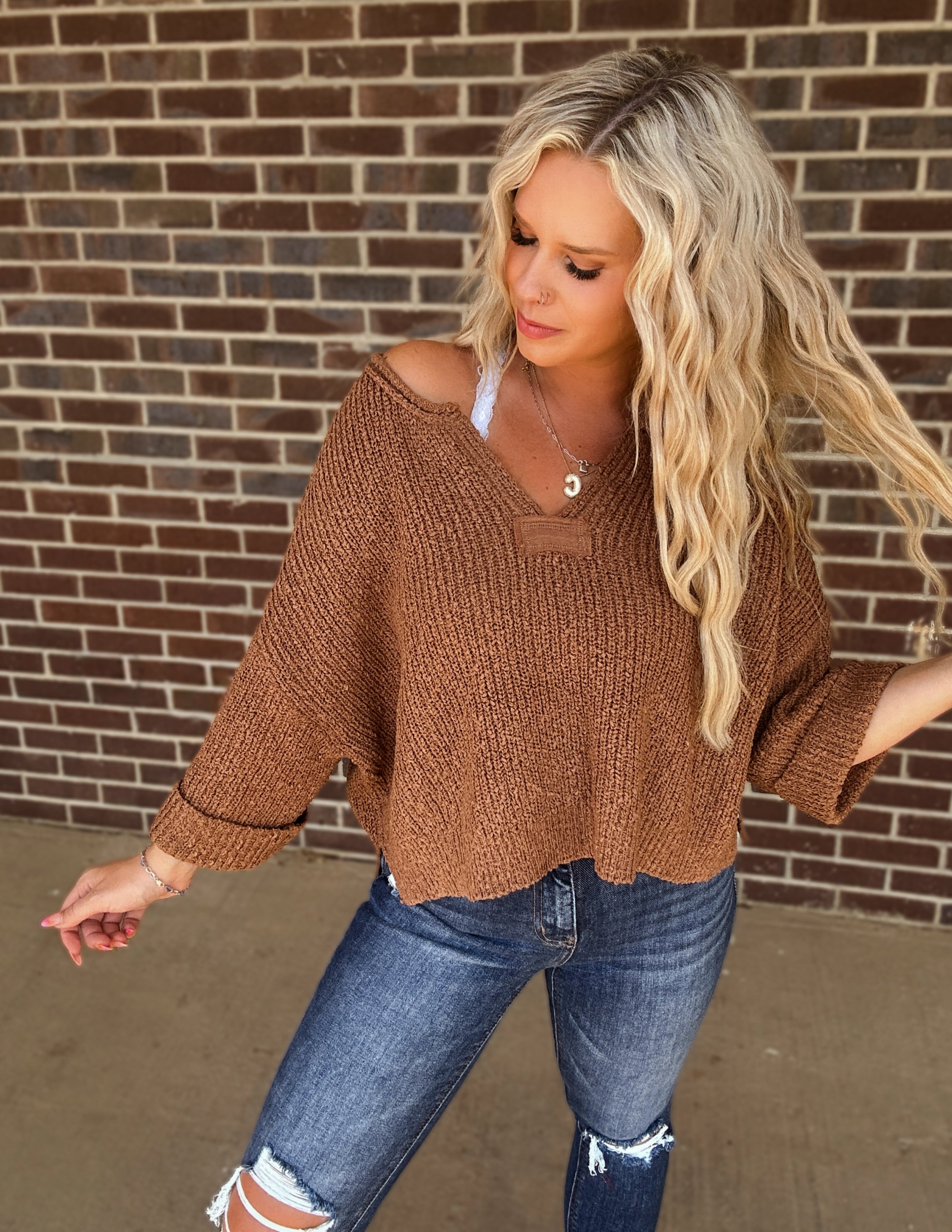 Old Money knit sweater- Deep Camel