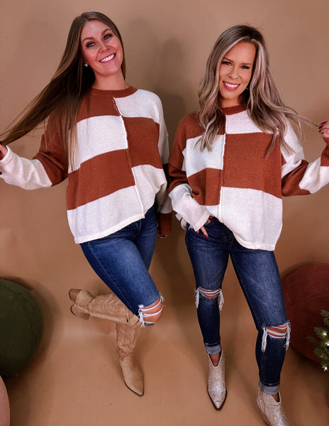 The Stockyards color block sweater