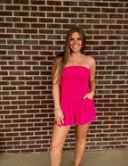 Here comes the sun Romper- Hot Pink