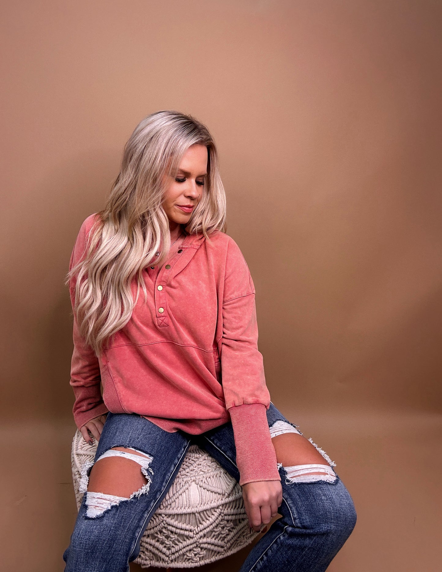 Chill Weekend Pullover- Dusty Marsala