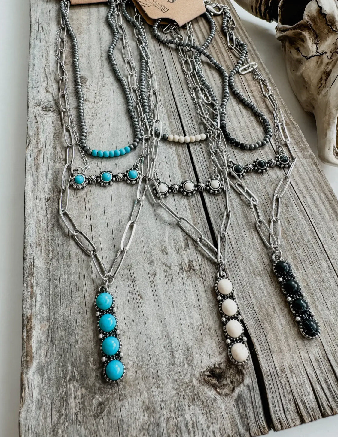 Long Layered Necklace - Turquoise Choker