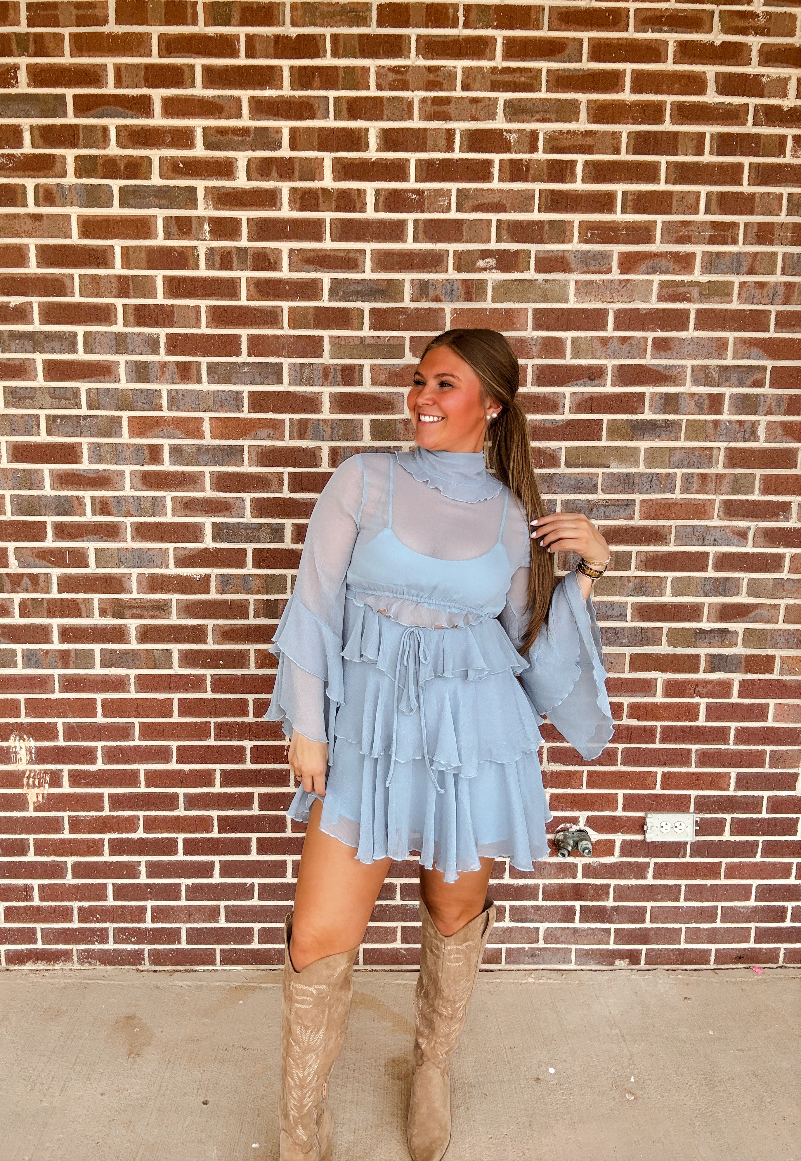 The Ruffle Dusty Blue Dress