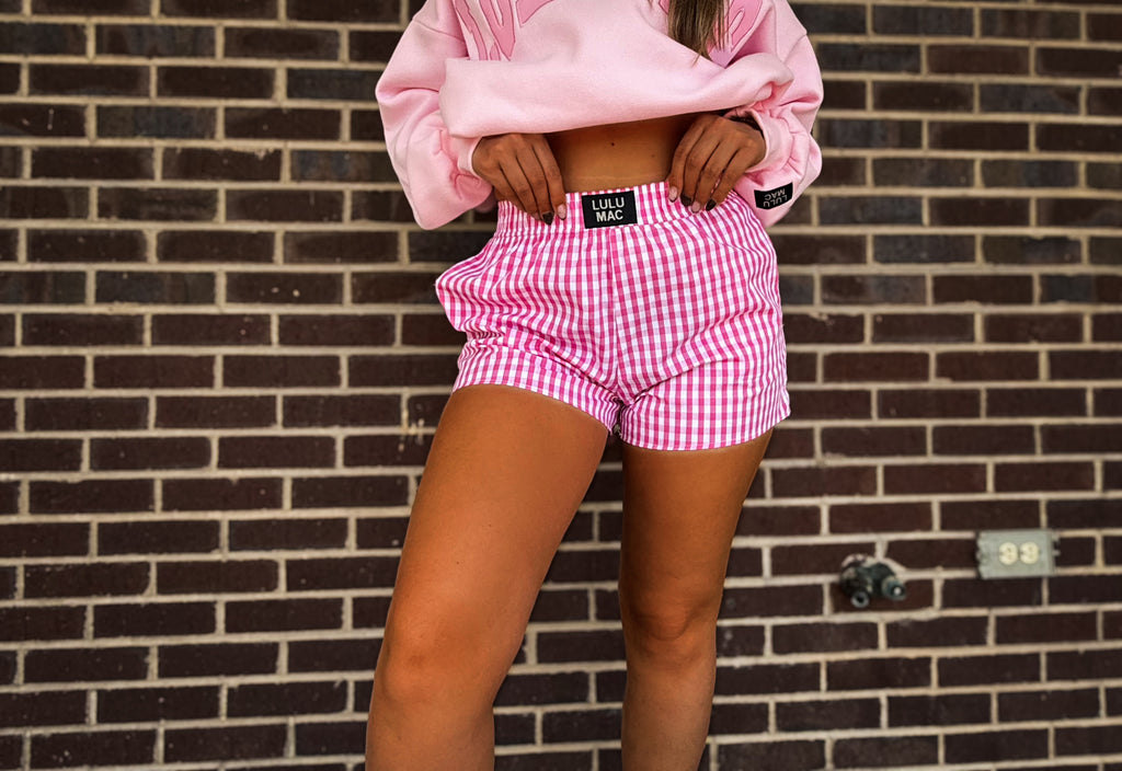 Clover Gingham Shorts- Pink