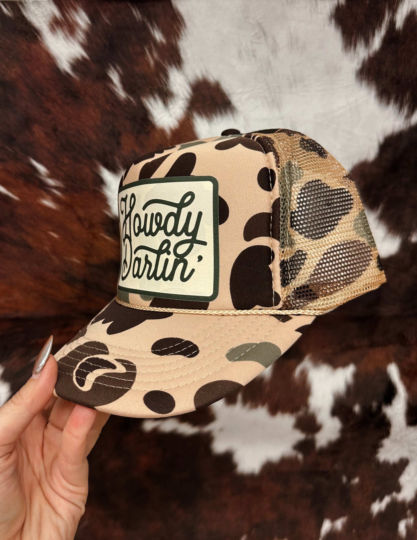 Howdy Darlin Camo trucker hat