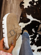 The Callie Platform Clogs- Taupe
