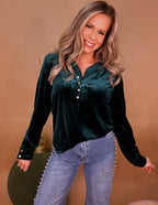 Mia Velvet Top- Emerald