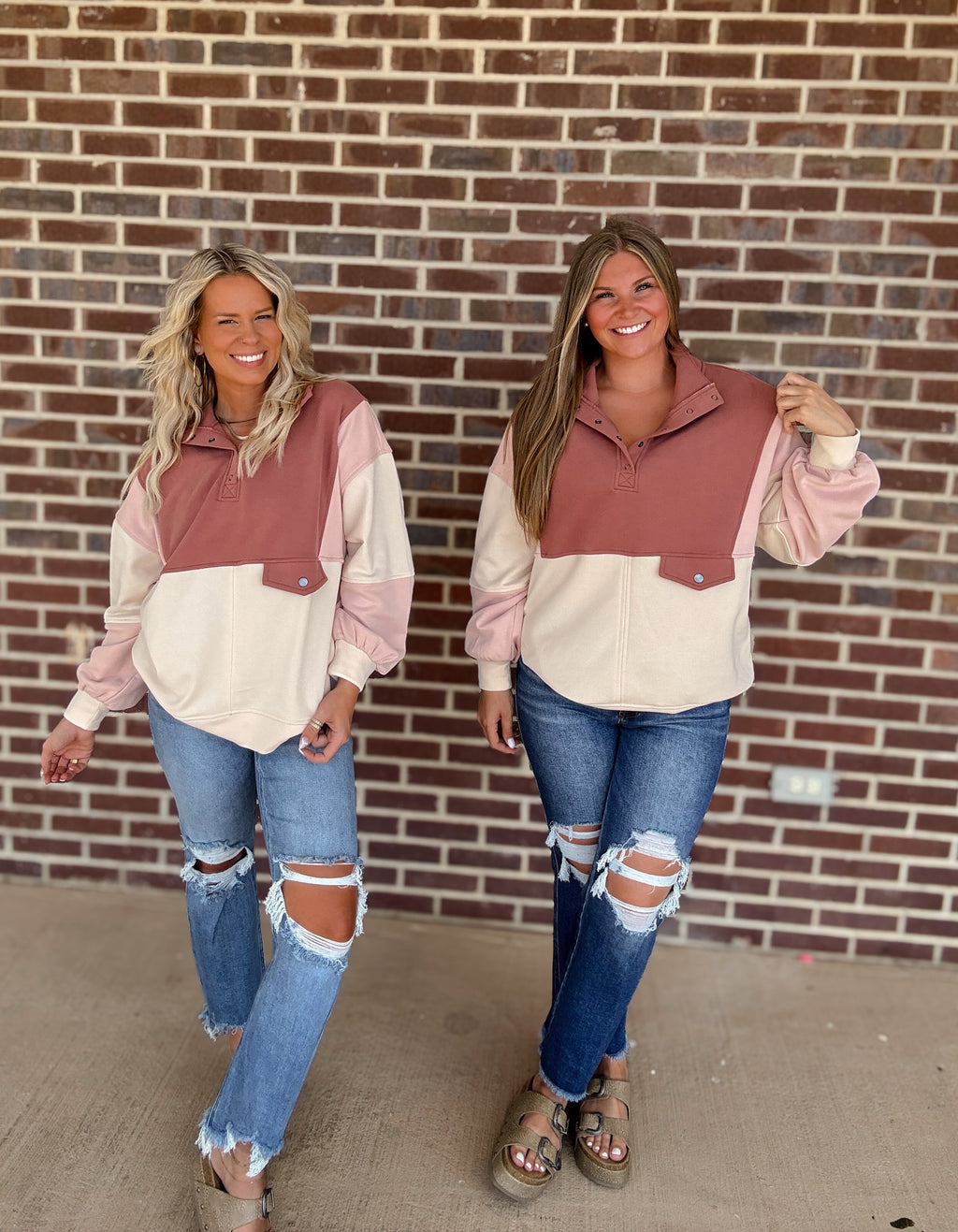The Georgia Snap Color Block Pullover