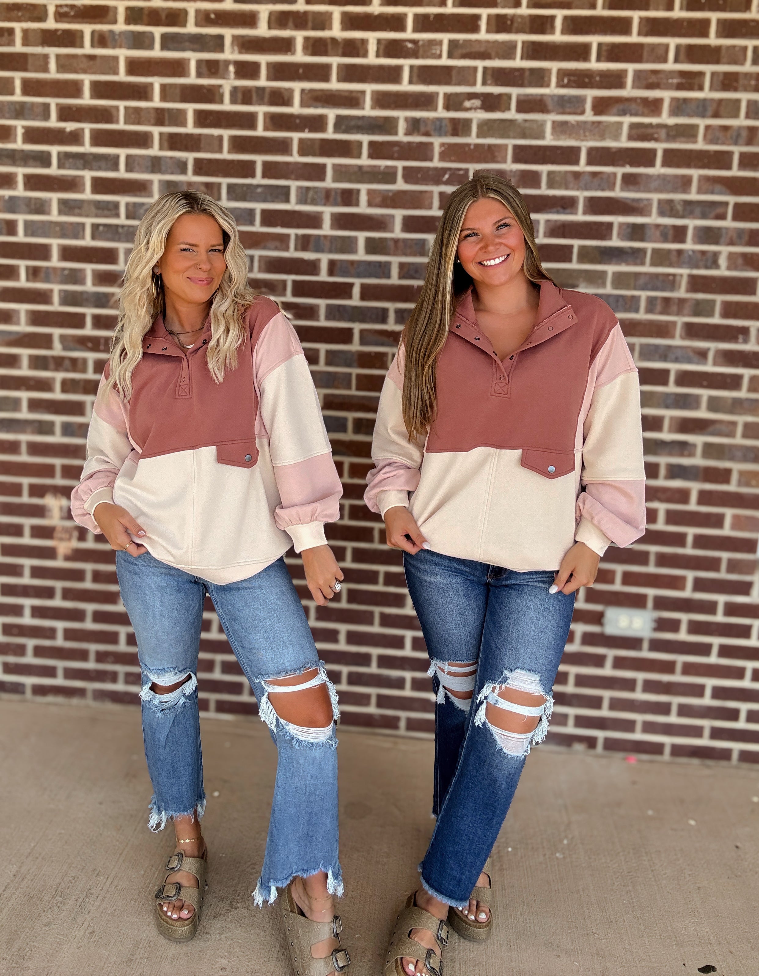 The Georgia Snap Color Block Pullover